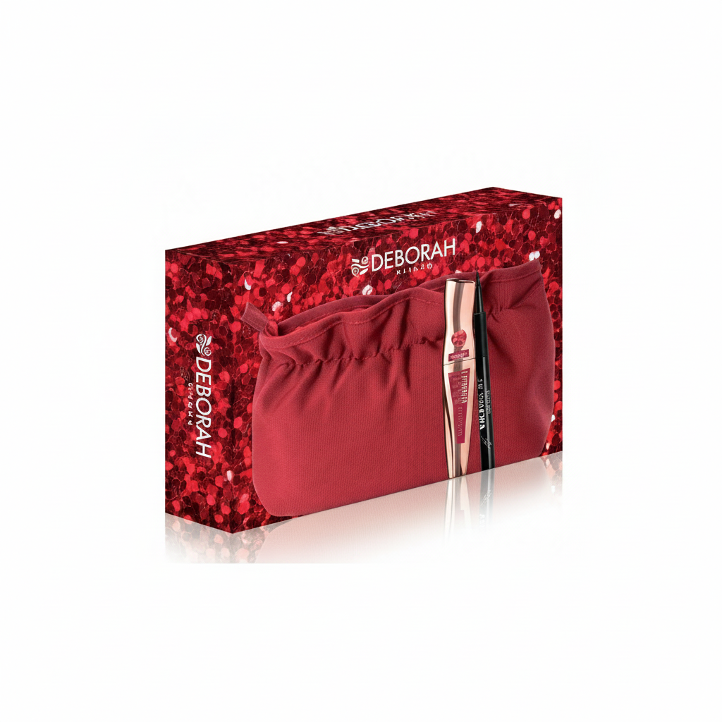 DEBORAH GIFT SET N.7 24-HOUR MASCARA WITH POMEGRANATE OIL + 24-HOUR EYELINER + POUCH