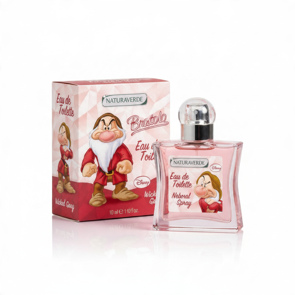 Profumo Teriam Service Disney Settenani Brontolo EDT 50ml con flacone in vetro e scatola decorata a tema.